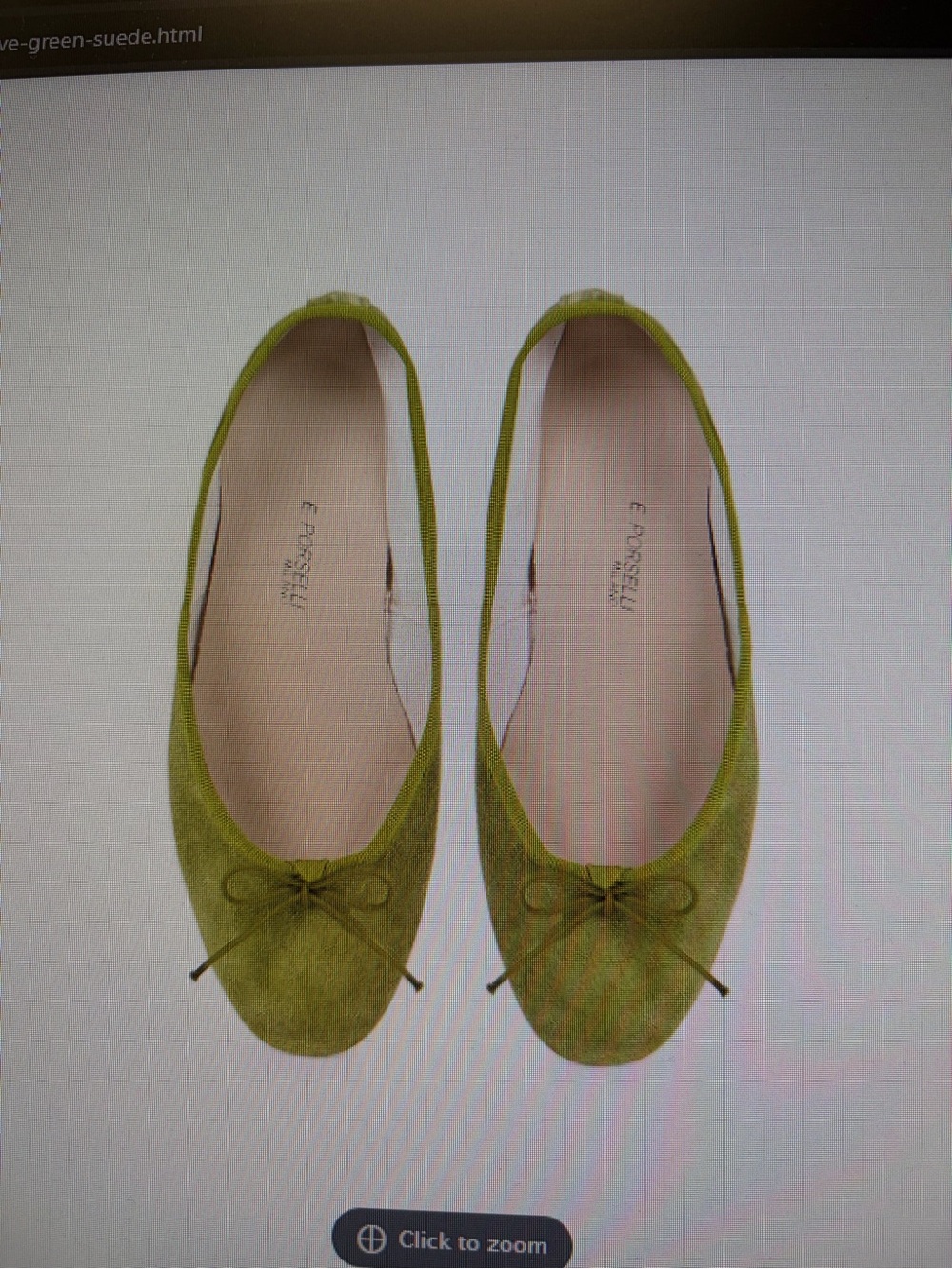 PORSELLI Olive Green Suede Ballet Flats Size 38 NEW